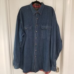 Salmon River Traders Tall Man Flannel Lined Denim Button Down  2XLT 18-18.5 Tall